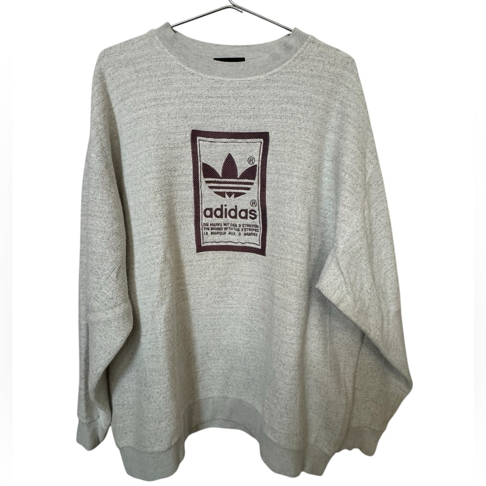 Adidas High End Vintage Retro Streetwear Light Gray Men’s XL Crewneck Sweatshirt
